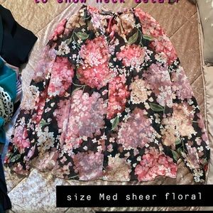 sheer floral blouse